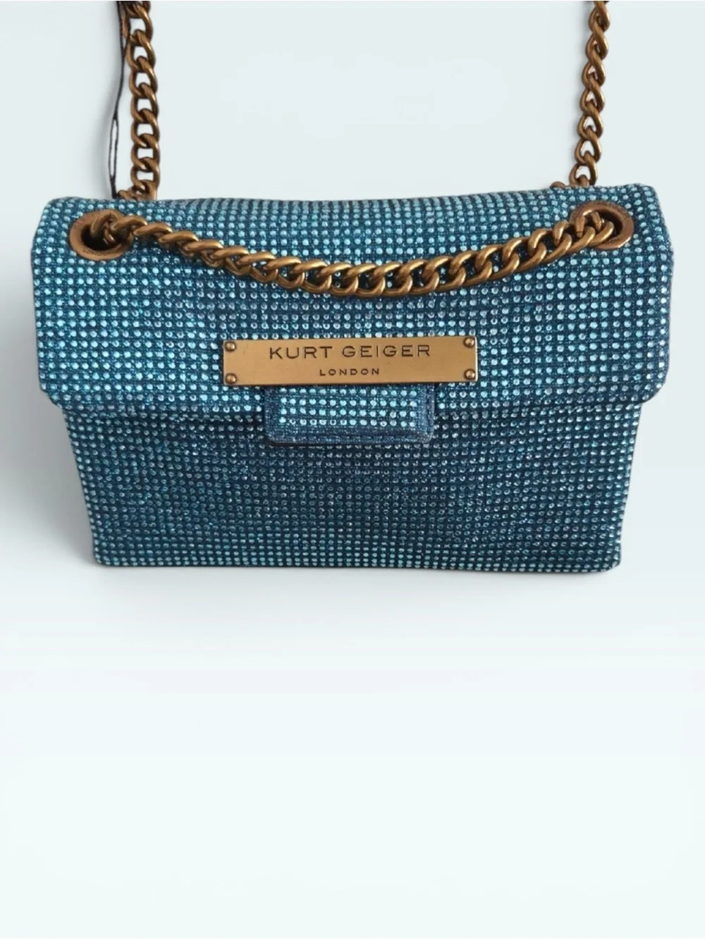 Kurt Geiger NWT Brixton Blue/ Turquoise Crystal-Embellished Shoulder Bag